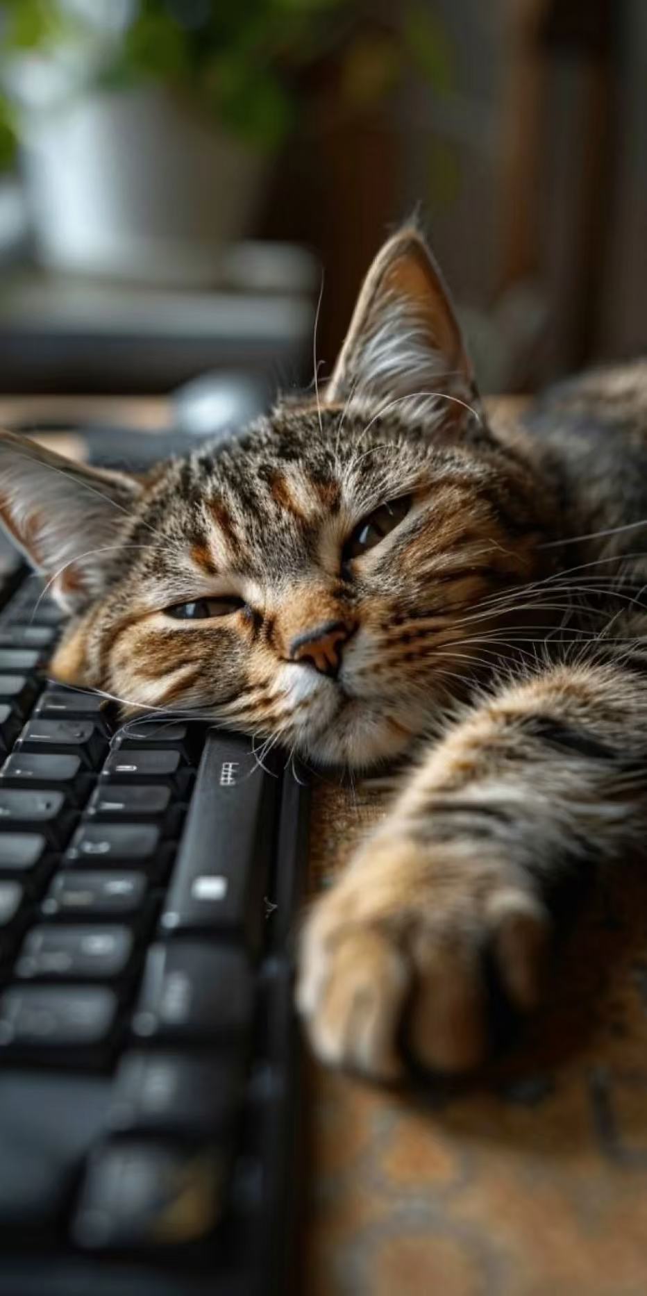 趴在键盘旁边的猫咪